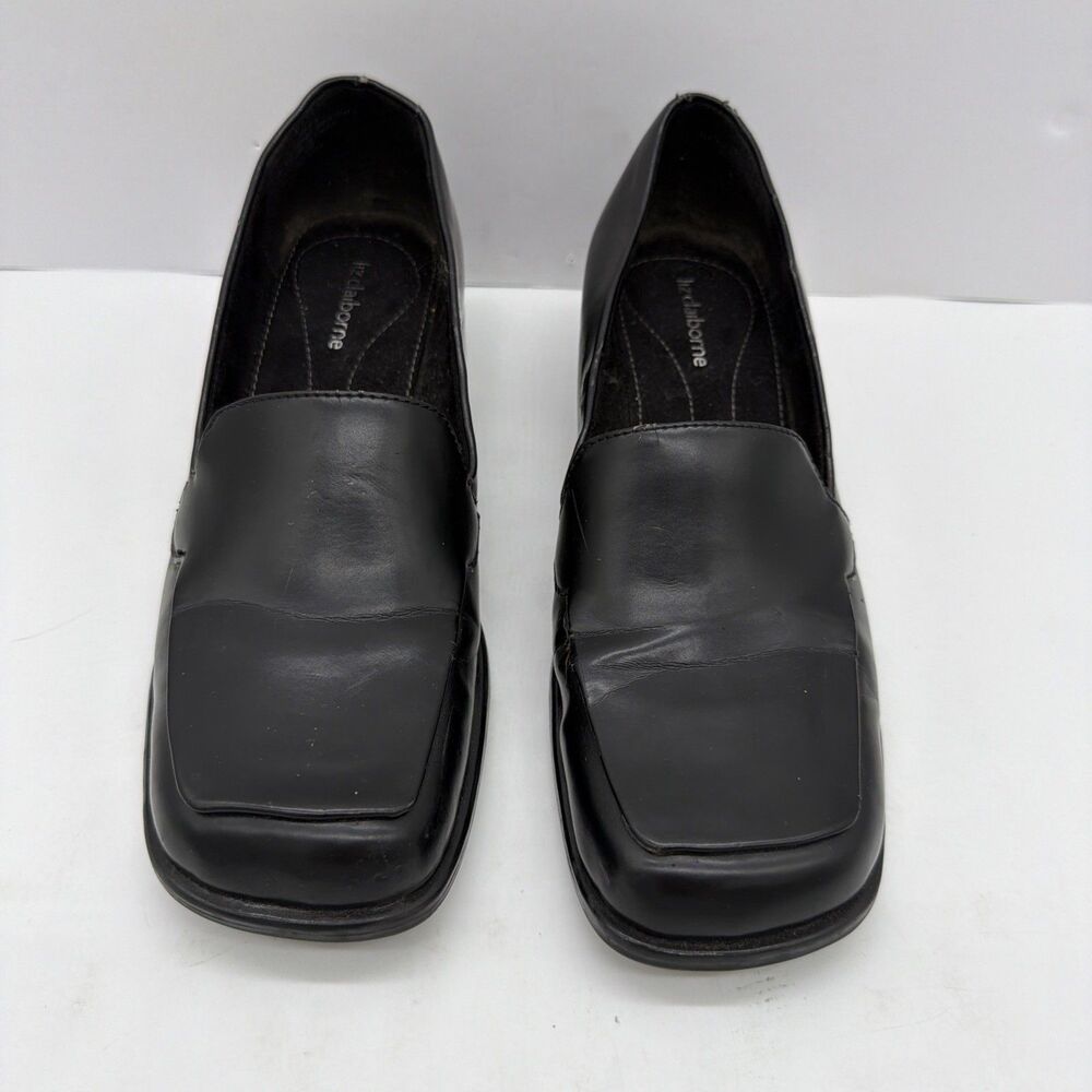Liz Claiborne Shoes Womens Paula 8M Slip On Heeled Loafers Black